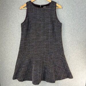 LOFT Textured Tweed‎ Fit and Flare Sleeveless Dress Purple Blue Womens M